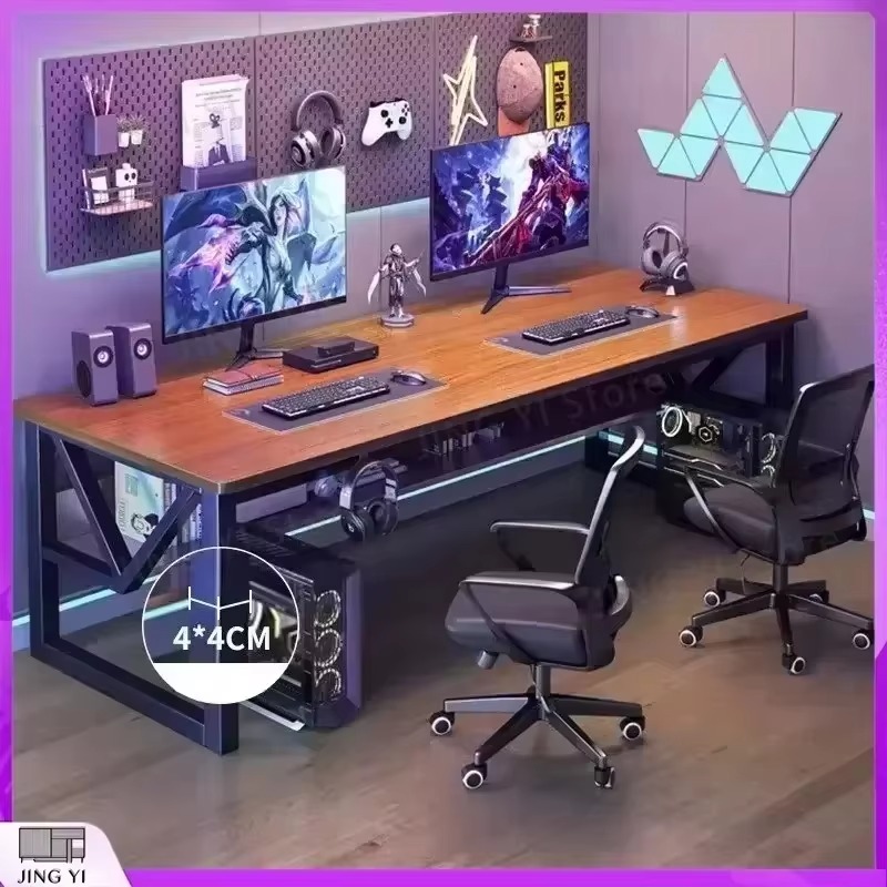 Pc Gaming Cafe - Nordic dubbele desktopcomputerbureau voor gaming, kantoorwerkstation,