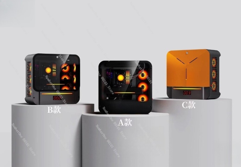 Pc Gaming Cafe - Gaming PC-behuizing RGB-lichtcomputerchassis Luchtkoeling Wandgemonteerde desktopbehuizing
